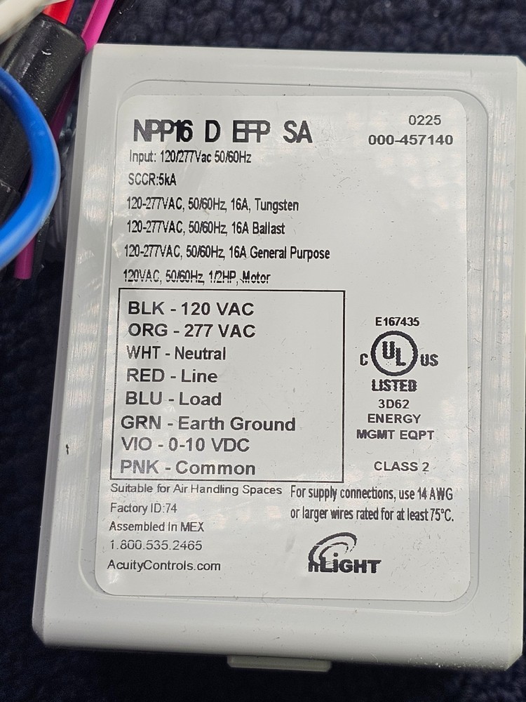 Acuity Controls nLight NPP16 D EFP SA: Power Pack Occupancy Control