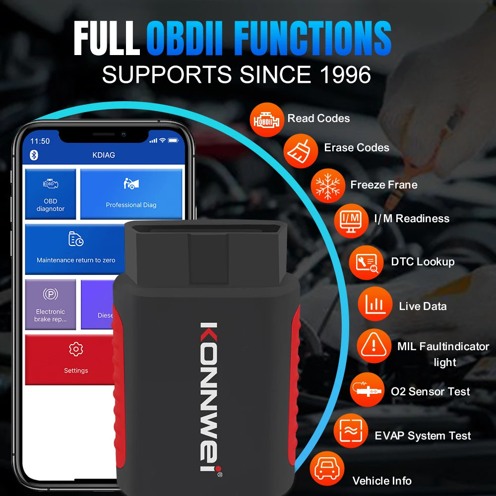 Transform Car Maintenance with KONNWEI KDIAG Bluetooth OBD2 Scanner