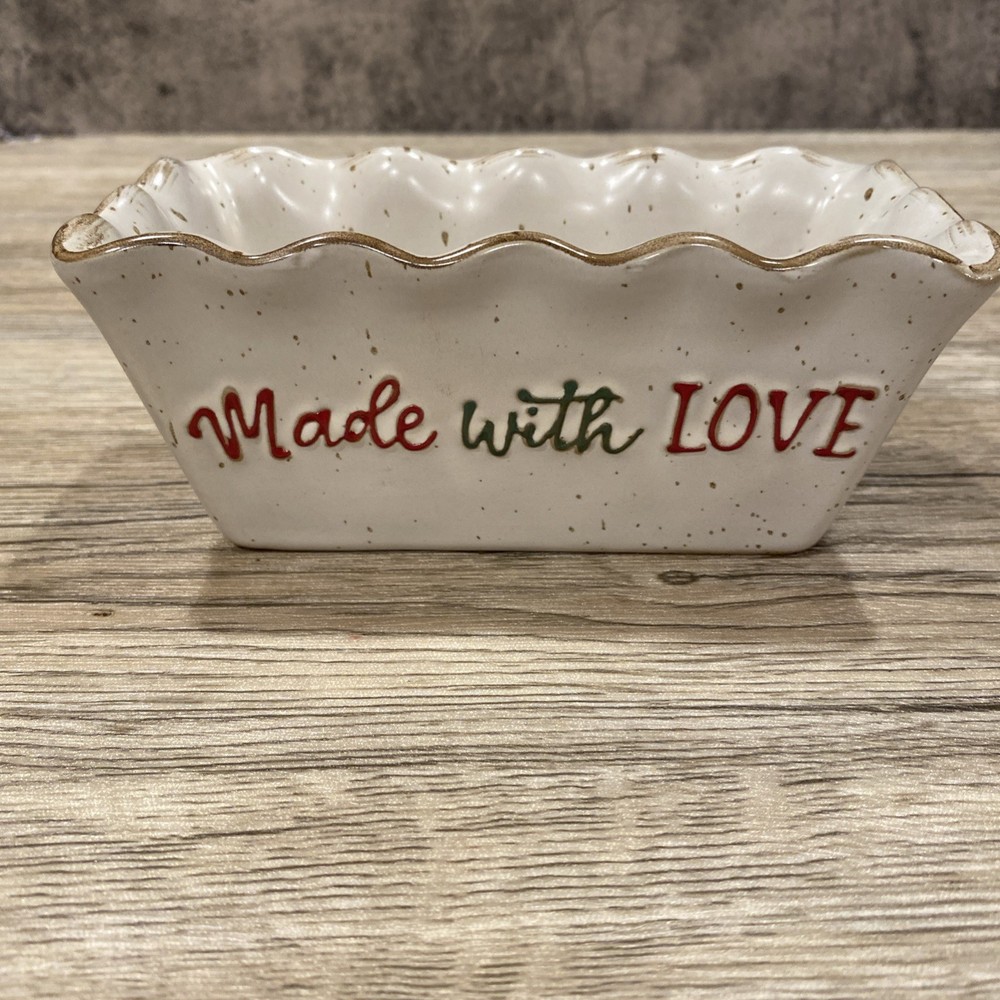 Stoneware mini baker bread pan Mudpie made with love mini baker