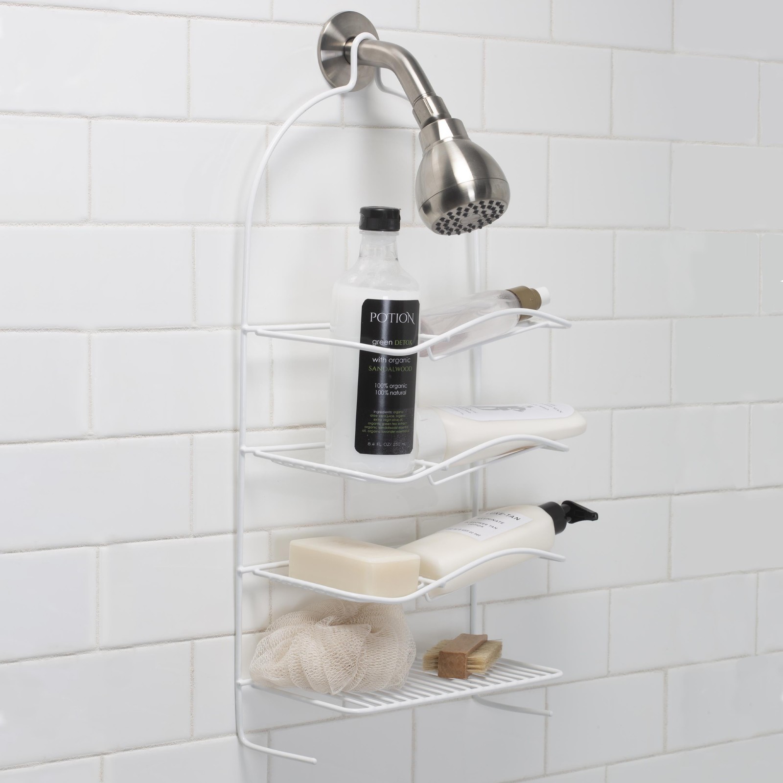 Bath Bliss 4-Shelf Metal Shower Organizer, White