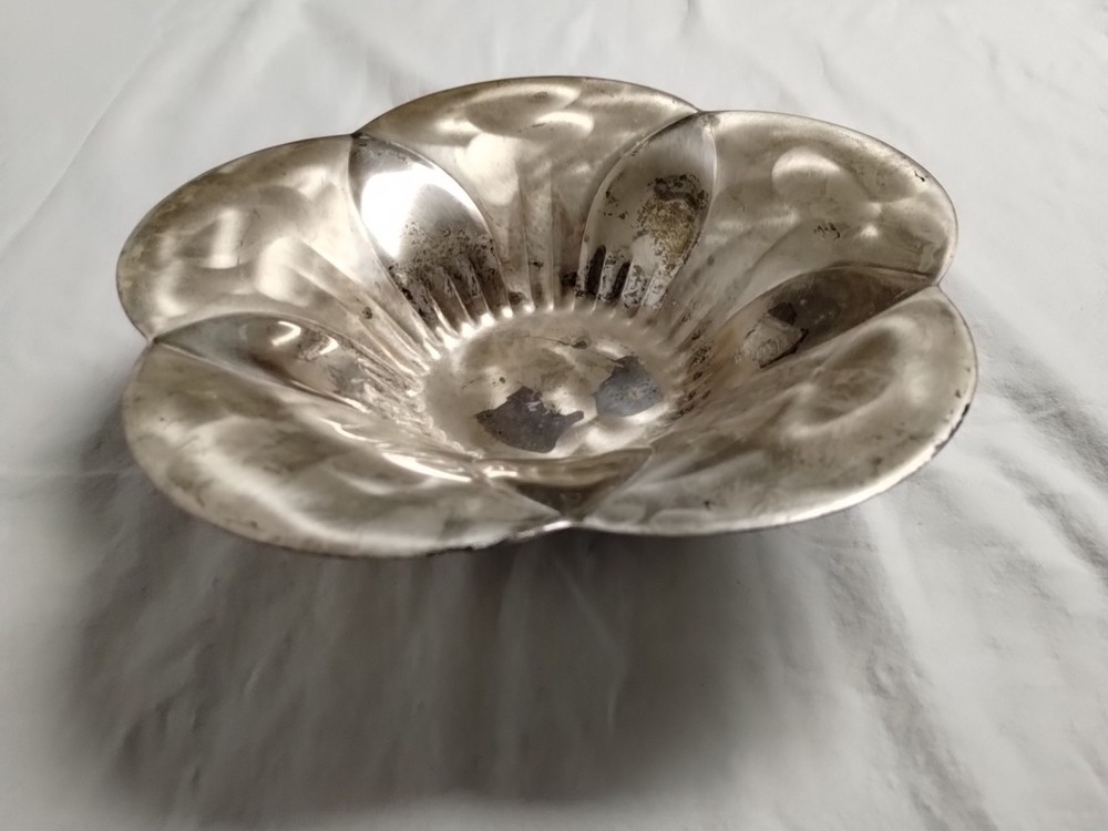 Silver Plated Dish 5 Petal Bowl Pearlized by Jubilee Vintage Silverware