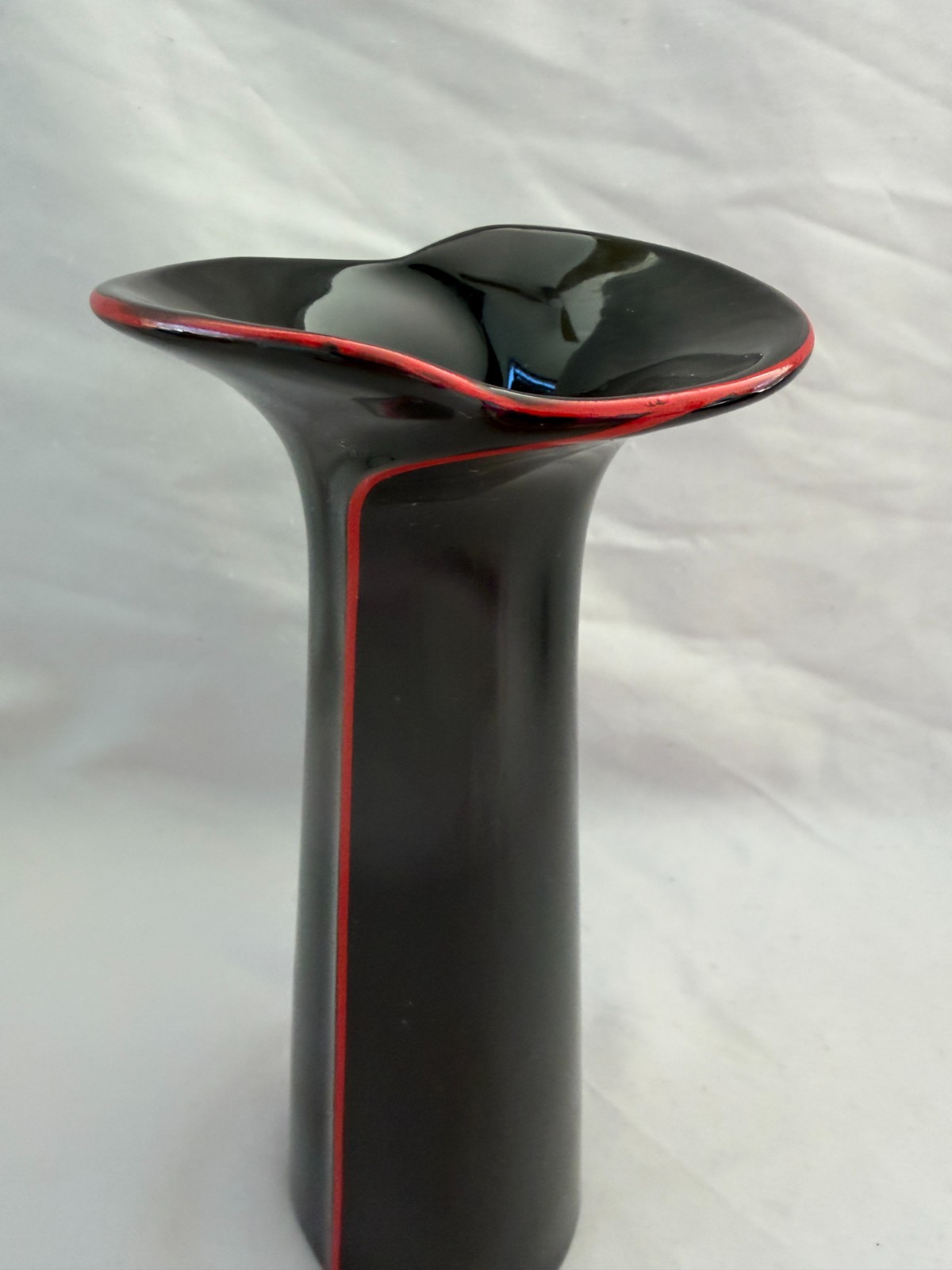 Japanese Black with Red Stripe Bud Vase Yamaji