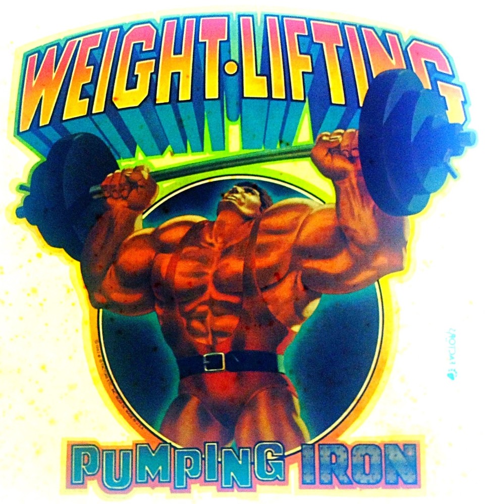 Original Vintage Weightlifting Iron On Transfer