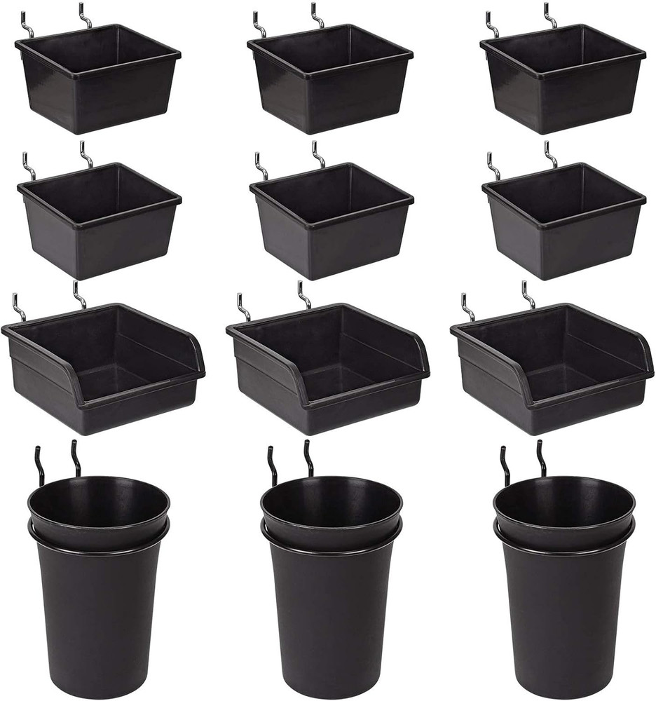 G.CORE 12 Pack Pegboard Bins Pegboard Cups with Hooks & Loops, Peg Board Hooks A