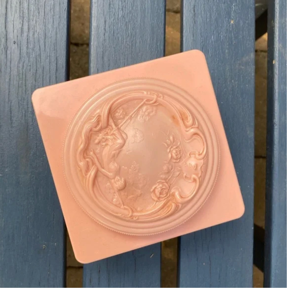 Vintage Evyan White Shoulders plastic dusting powder container