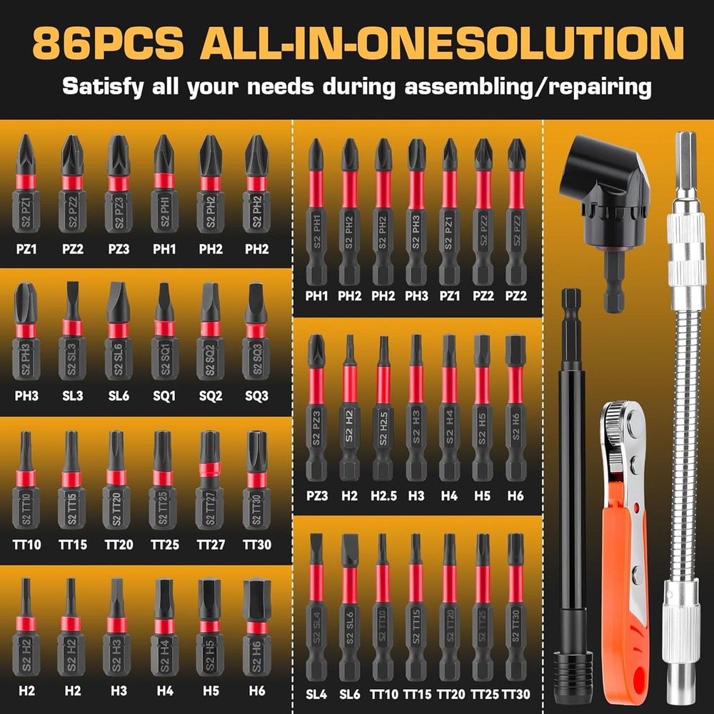 Magnetic Impact Nut Driver Set, Metric & SAE Driver Bit Set with Socket Adapters