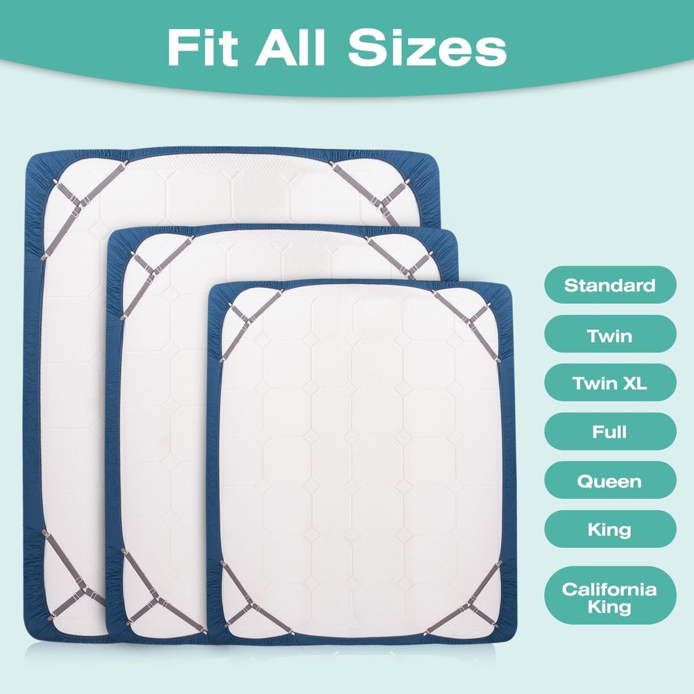 4Pcs Adjustable Triangle Bed Sheet Straps Elastic Fasteners Fitted Sheet Holders