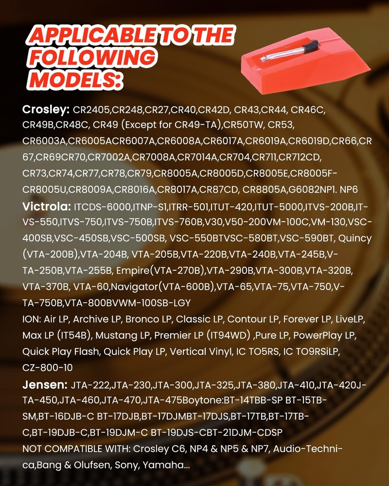 4 Pack Record Player Needle Replacement, Vinyl Needle, Easy to...