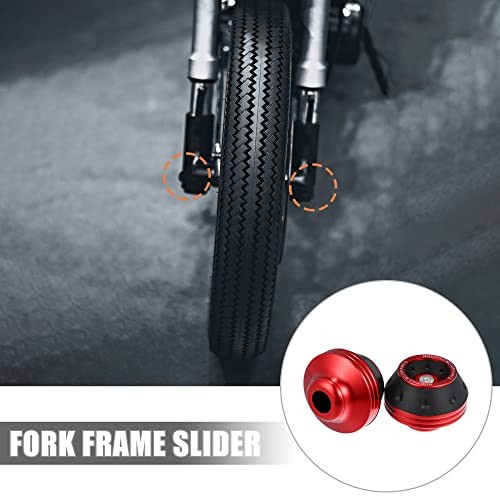 Pair Motorcycle Wheel Front Fork Frame Sliders Falling Protection Universal Red