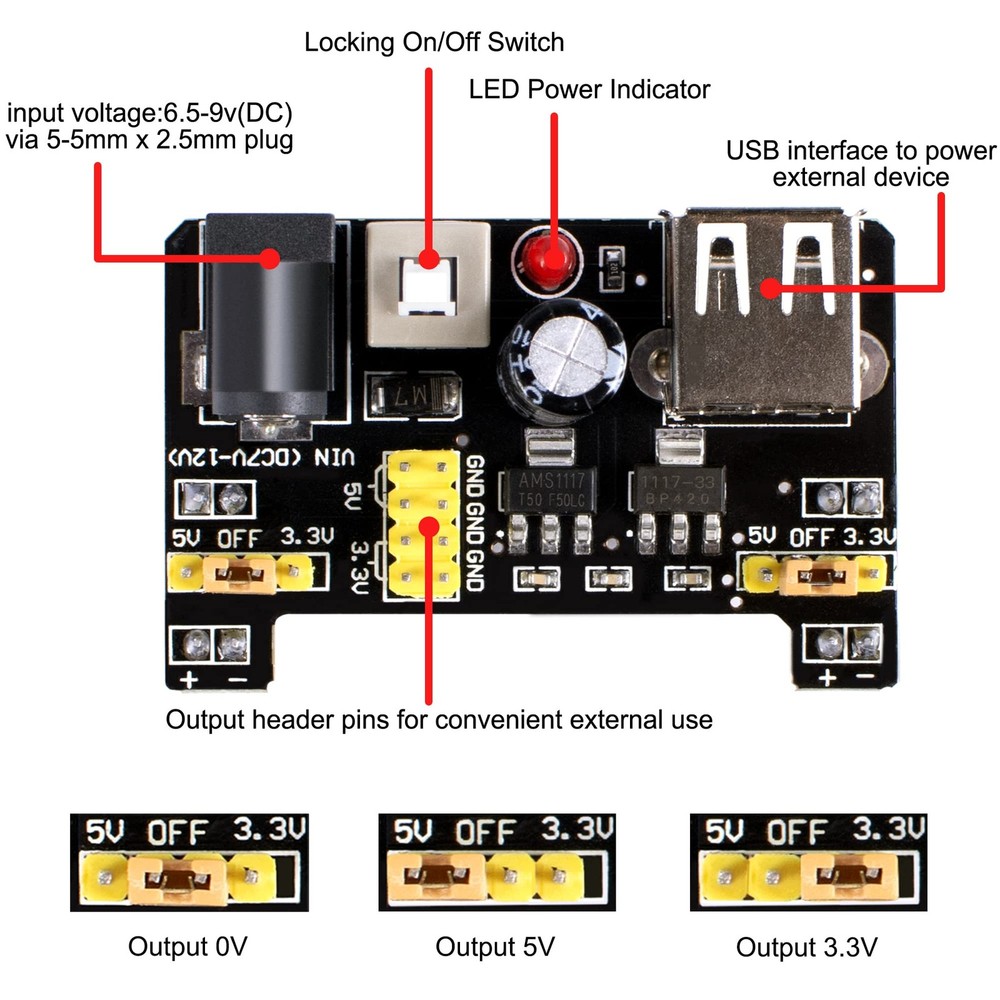 Electronics Component Fun Kit with Supply Module Breadboard for Arduino