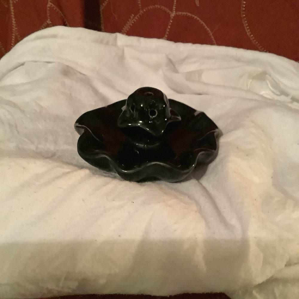Black Ceramic Lotus Waterfall Backflow Incense Holder