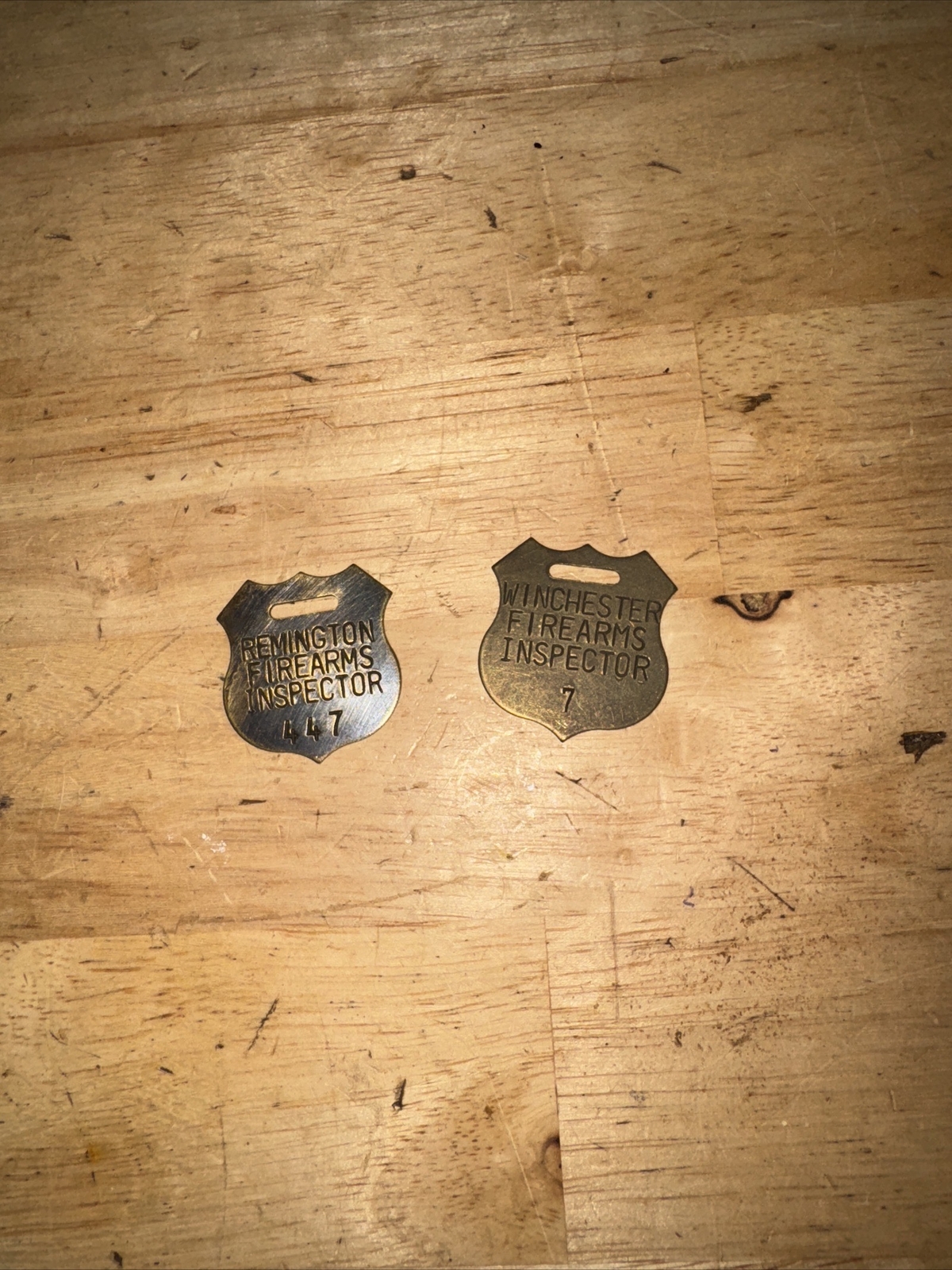 Remington Winchester Firearm Gunsmith Inspector Tag Set Collector METAL BLEMISH