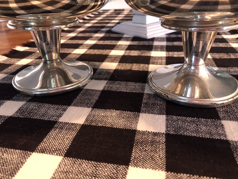 W S Blackinton Blue Enamel Lined silverplate compotes Set Of 2 See Description