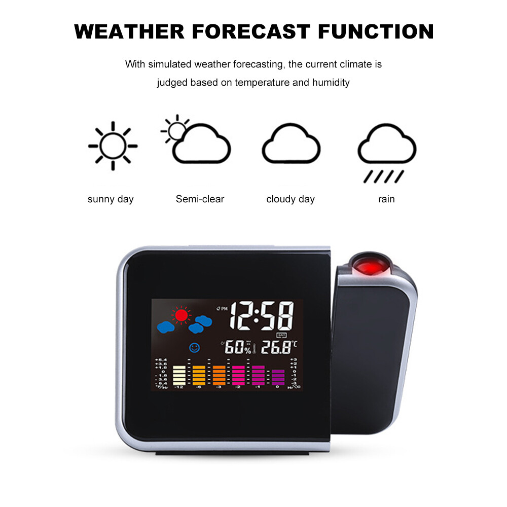 Projection Alarm Clock Weather Station Thermometer Temperature Humidity Monitor