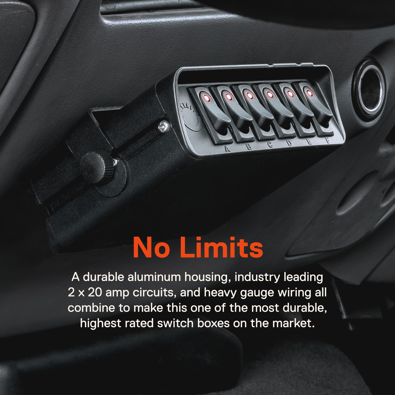 6-Gang 12V DC 40A ON/OFF Rocker Switch Box For Jeep Auto Automotive Car