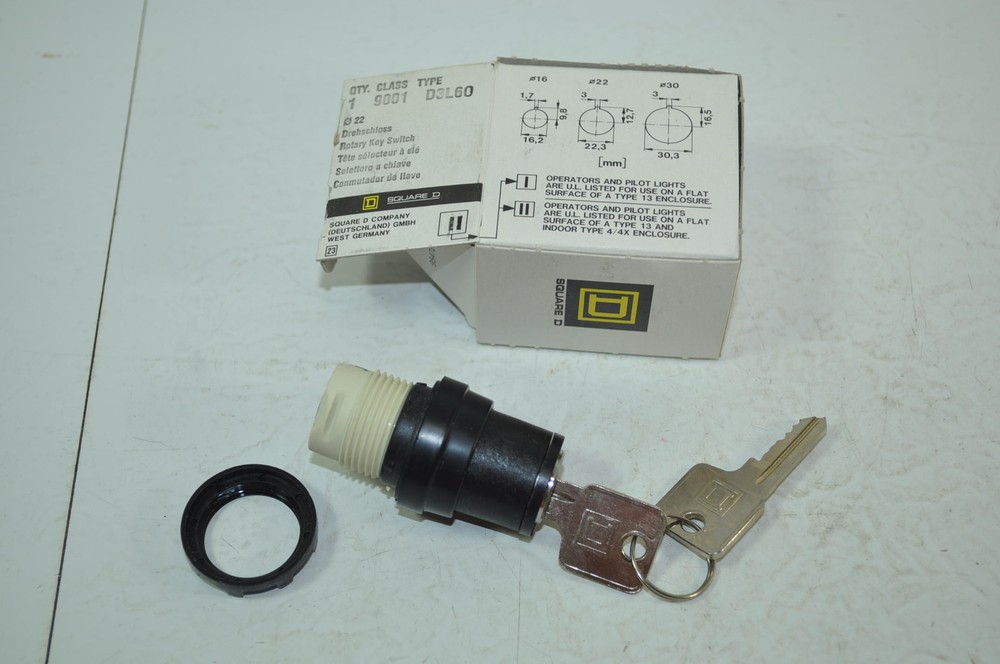 Square D 3 Position Maintained Rotary Key Switch Operator Model# D3L60