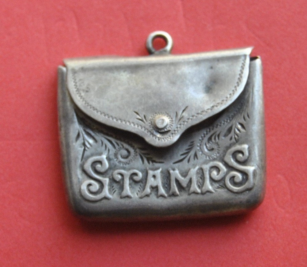 ANTIQUE SILVER STAMP CASE . BRITISH