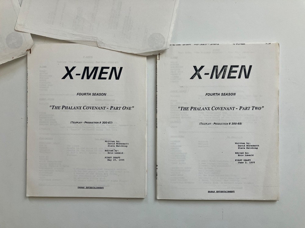 X-MEN AUTHENTIC 1st DRAFT SCRIPTS 'PHALANX COVENANT' Pts 1 & 2 + STUDIO TOPSHEET