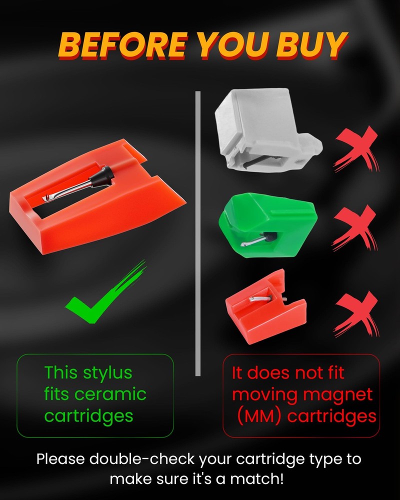 4 Pack Record Player Needles Replacement Compatible with Crosley, Victrola &...