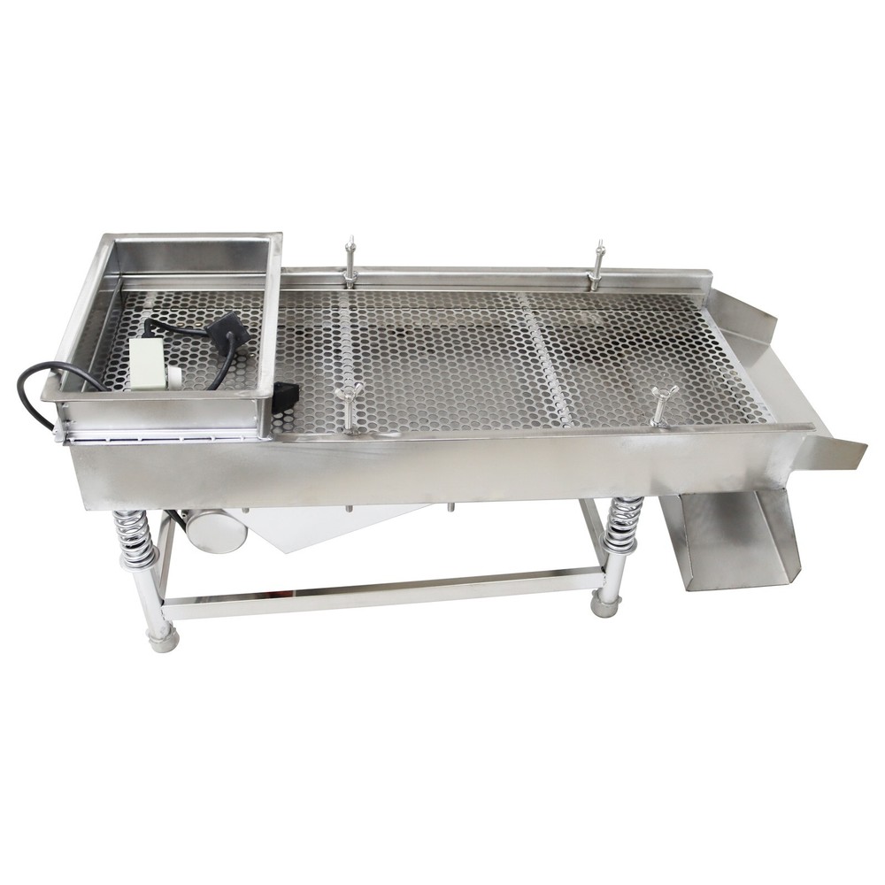 110V Stainless Linear Vibrating Screen w/Single Layer 10mm Screen Sieve Machine