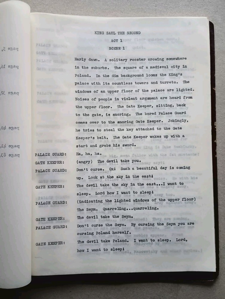 KING SAUL THE SECOND Original Chaver Paver (Gershon Einbinder) Play Script