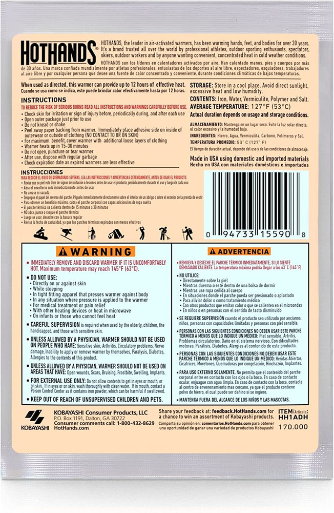 Adhesive Body Warmer, 40-Count