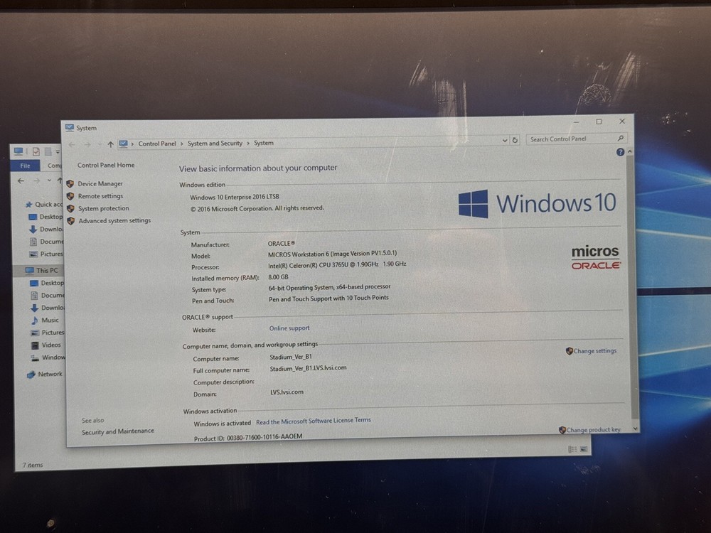 Oracle Micros Workstation 6 POS Terminal Display 7346027S