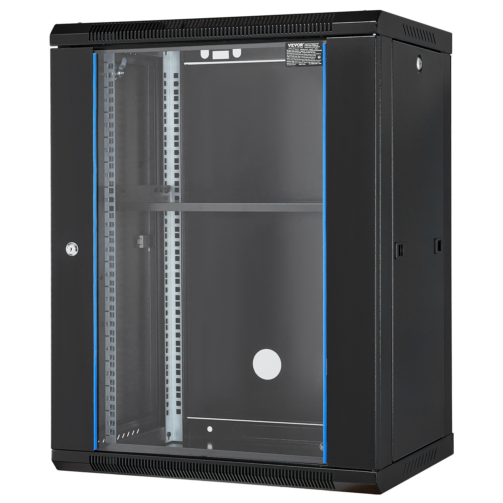 VEVOR 15U Wall Mount Network Server Rack Cabinet Enclosure 18'' Glass Door Lock