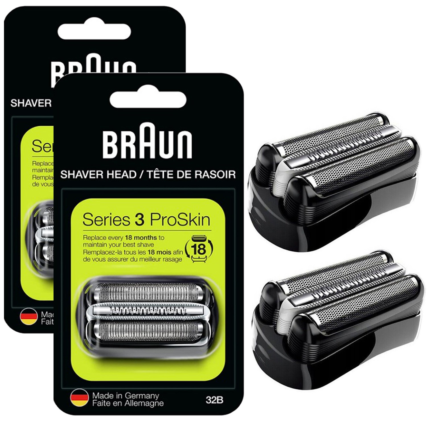 For Braun 32B Series 3 Electric Shaver Replacement Foil Cassette Cutters - 2PACK