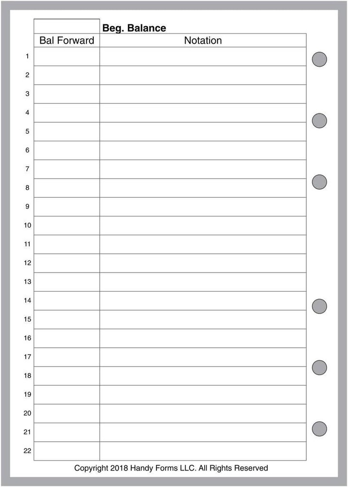 A6 Size Expenses and Check Register Insert, for Payment/Expense Record, white