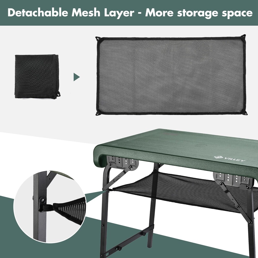 Portable Collapsible Stools Folding Camping Table Set Beach Table w/2PACK Stools