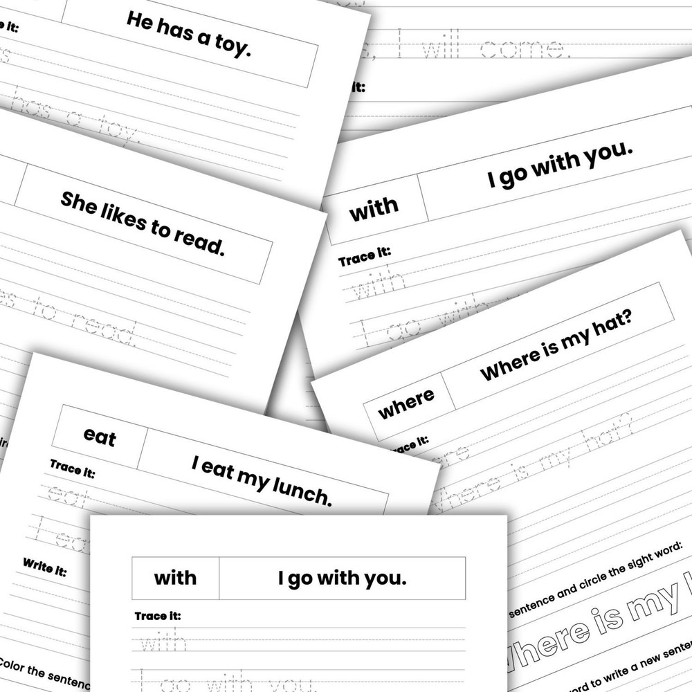 50 Beginner Sight Words Worksheets Printable | Tracing & Writing Practice