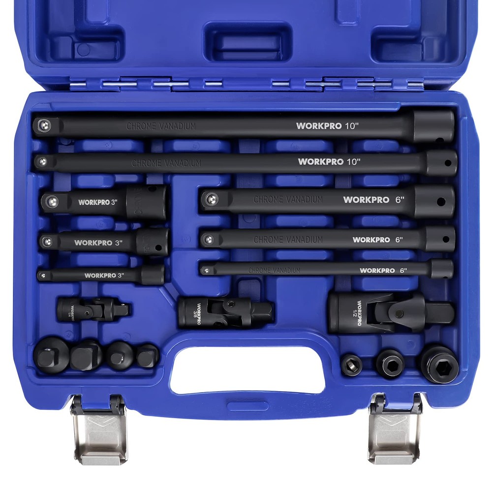 WORKPRO 18PCS 1/4", 3/8" & 1/2" DR Impact Socket Set Drive Tool Accessory Set US