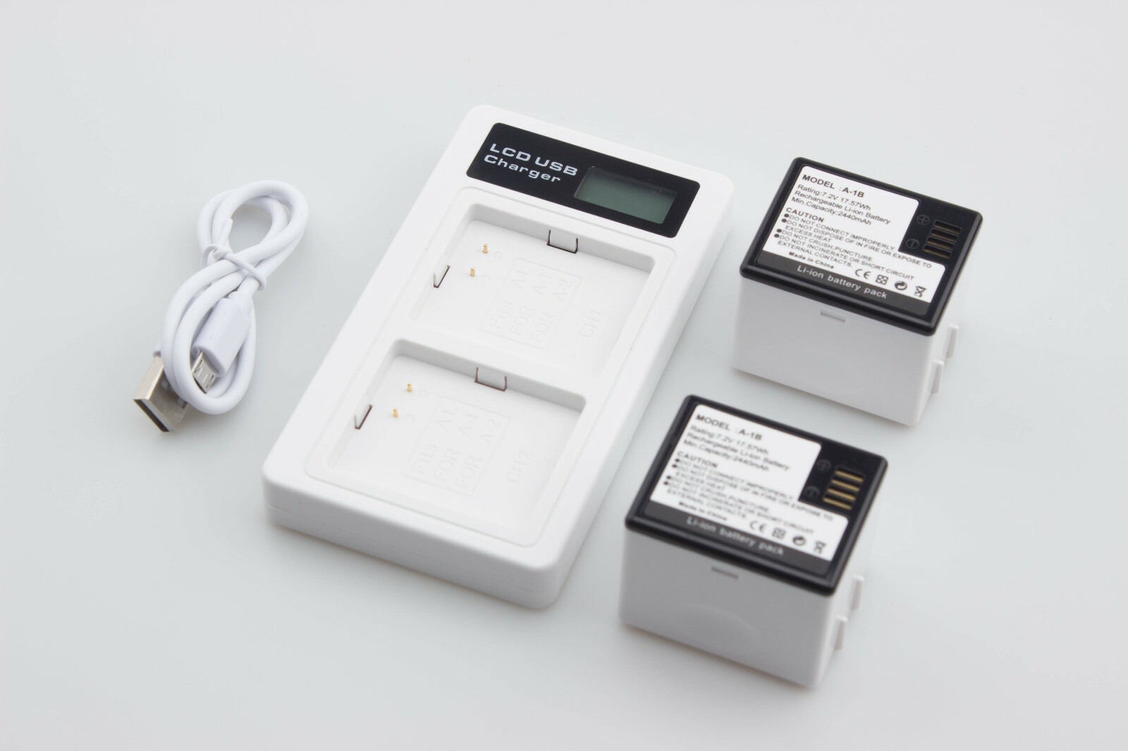 2-Pack 2440mAh A-1 A-1B Battery & LCD Charging Station for Arlo Pro Arlo Pro 2