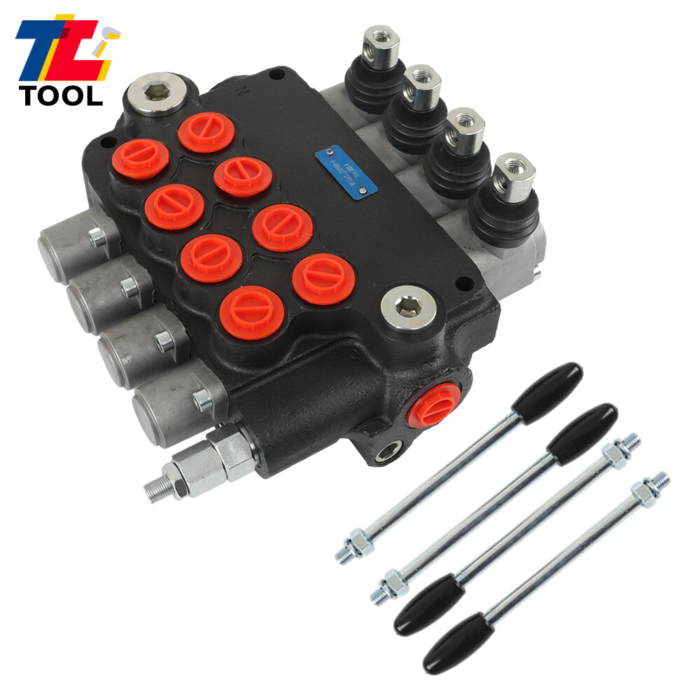 4 Spool 21 GPM 3600 PSI Hydraulic Control Valve Double Acting SAE Ports