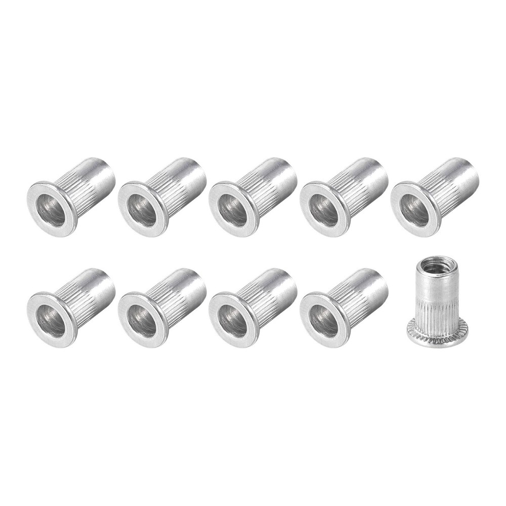 100Pcs Rivet Nuts #6-32 Aluminum Alloy Knurled Threaded Insert Nuts Silver