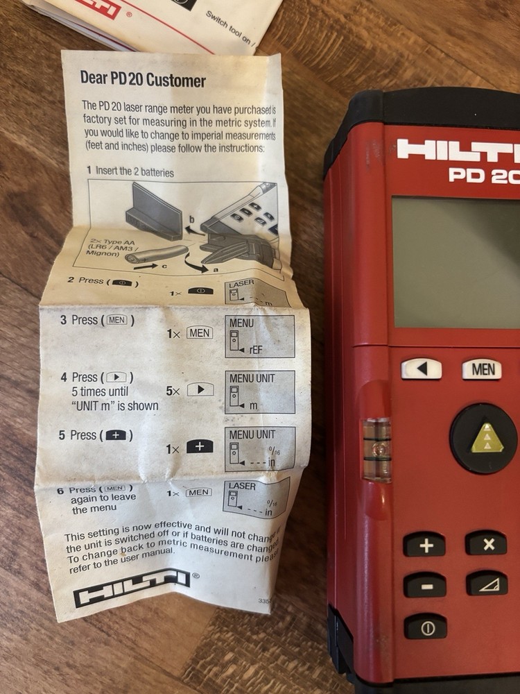 Hilti PD20 Laser Range Meter Measuring System
