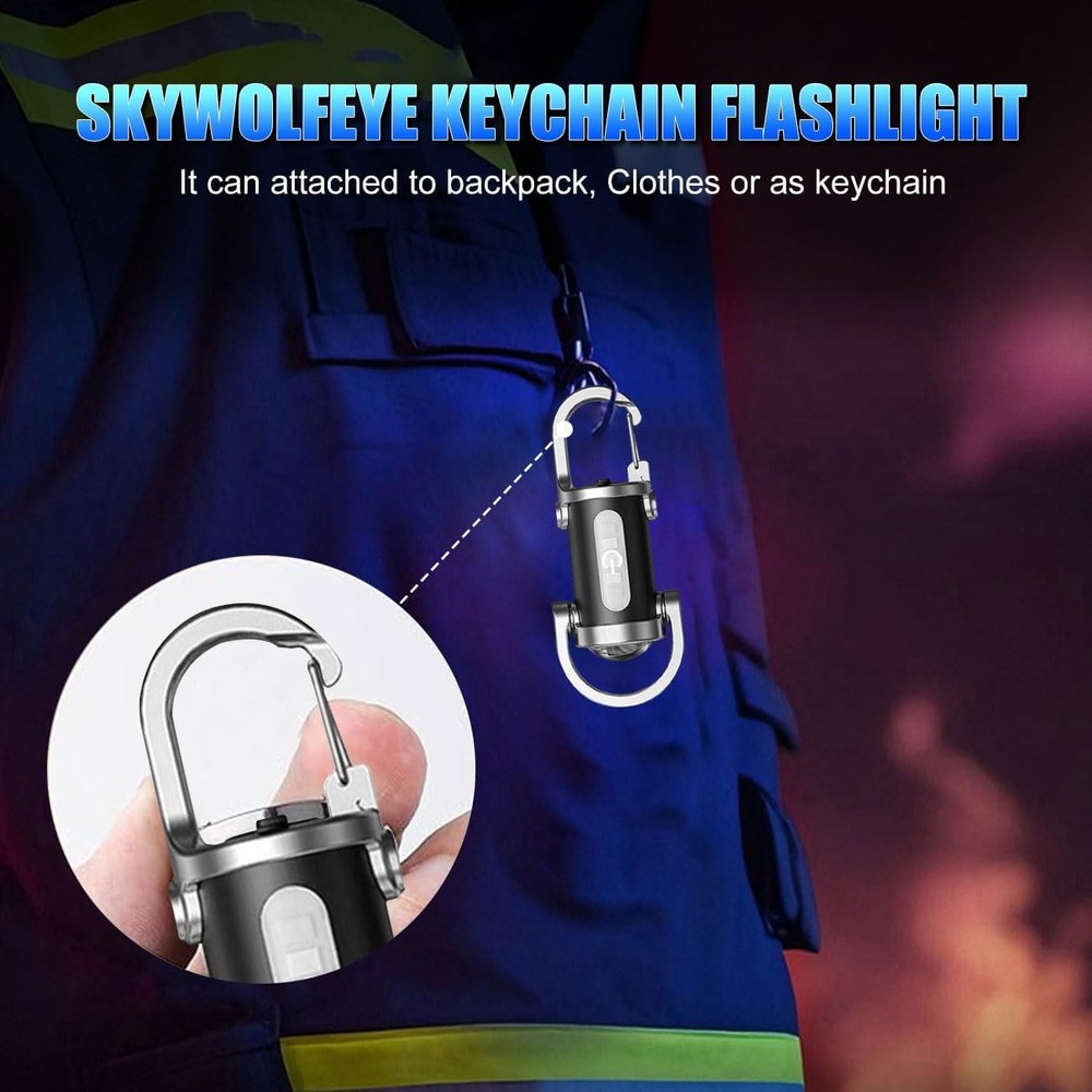 2 Pack Rechargeable Keychain Flashlights, EDC Mini Keychain Flashlight 6 Light M