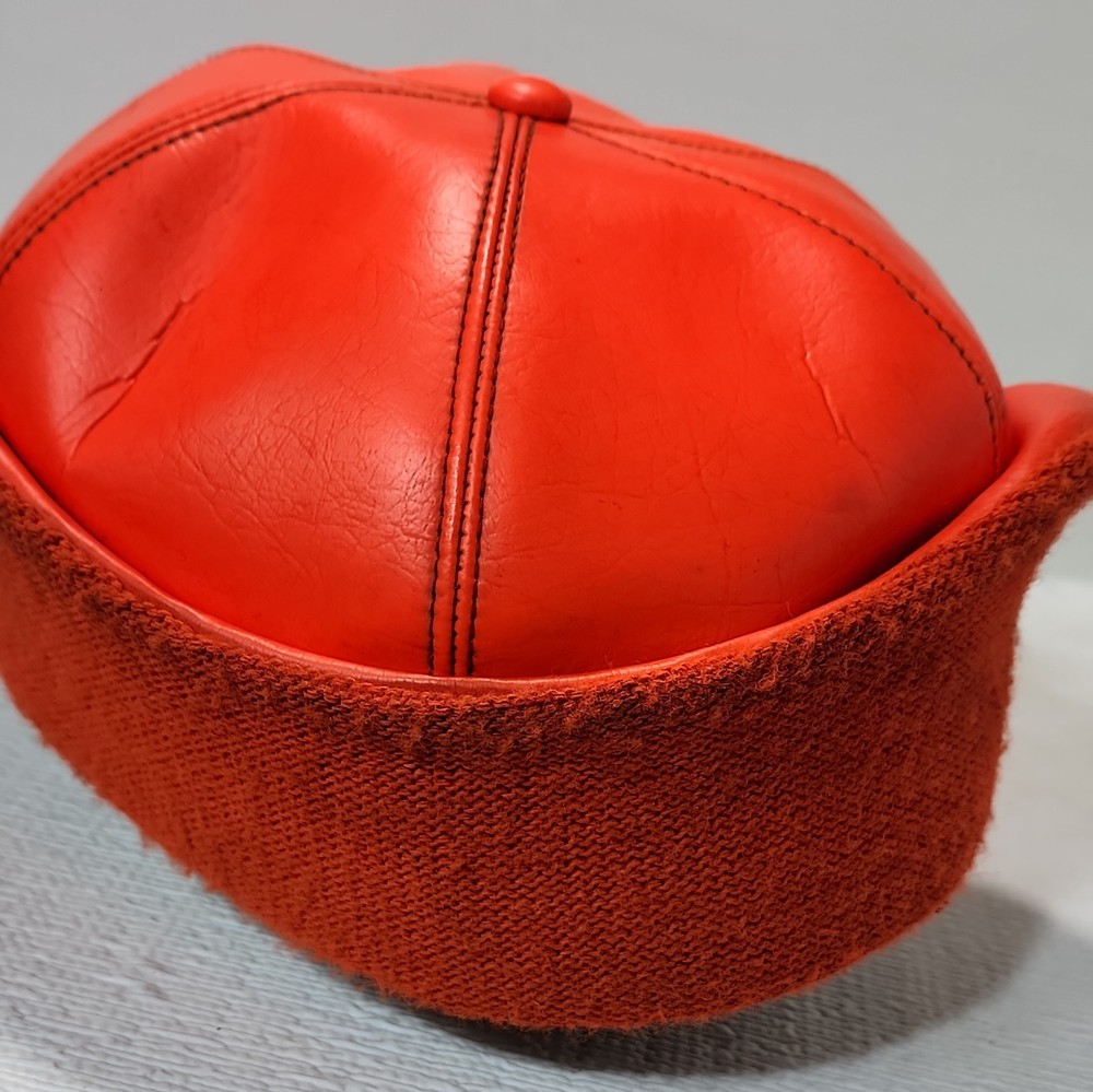 Vintage Hunter Orange Cap Fold Down Ear Flaps.