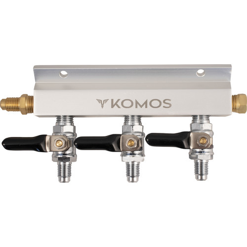 KOMOS® Gas Manifold | Aluminum | 1/4 in. Flare | 3 Way