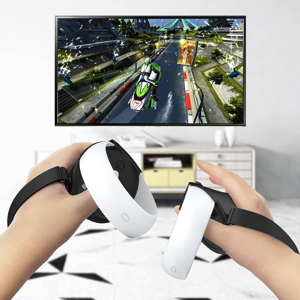 Black Adjustable Controller Grips for Oculus Quest 2 - Enhanced Game Comfort