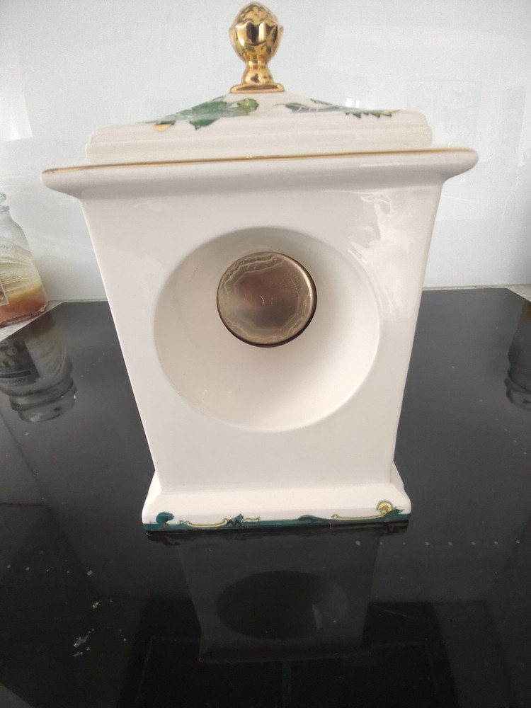 Masons Chartreuse Ironstone 8" Carriage Mantle Clock . The clock does not work.