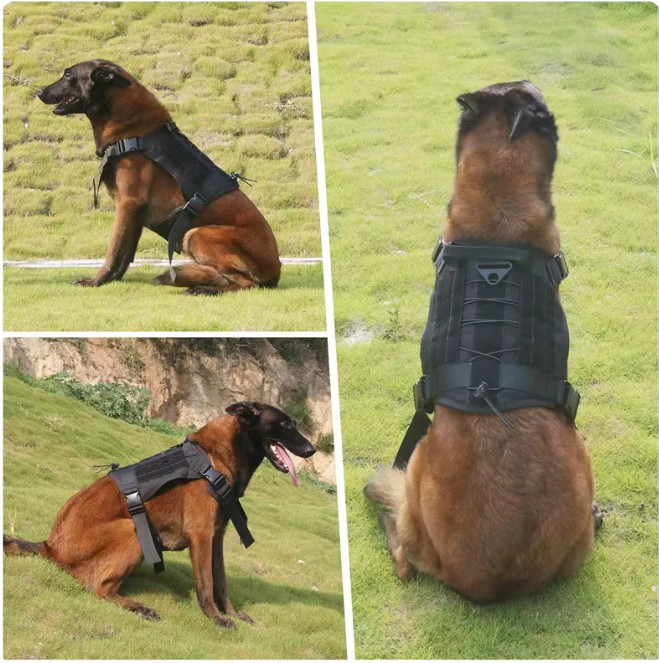 Military Tactical Dog Harness No-pull Heavy Duty MOLLE Training Service Dog Vest