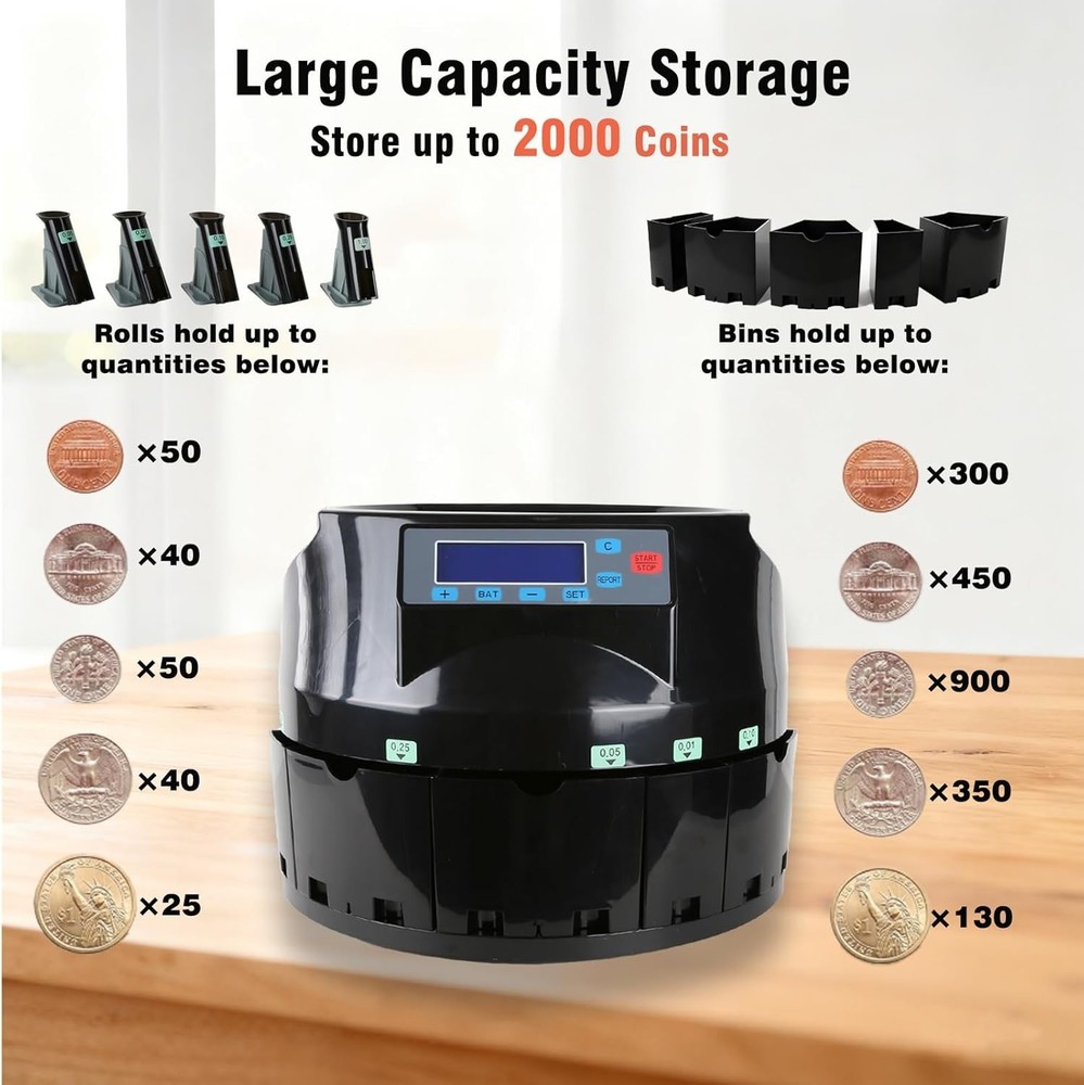 T9600A Professional USD Coin Counter, Sorter, Coin Counting Machine, Automatical
