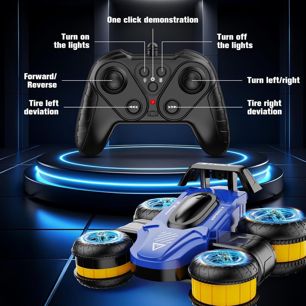 High Speed Drift Remote Control Stunt Deformation Car (Bright Blue)