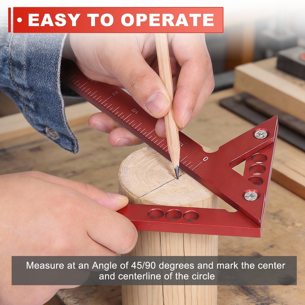 Metric 3D Measuring Ruler Woodworking Square Protractor, Blue