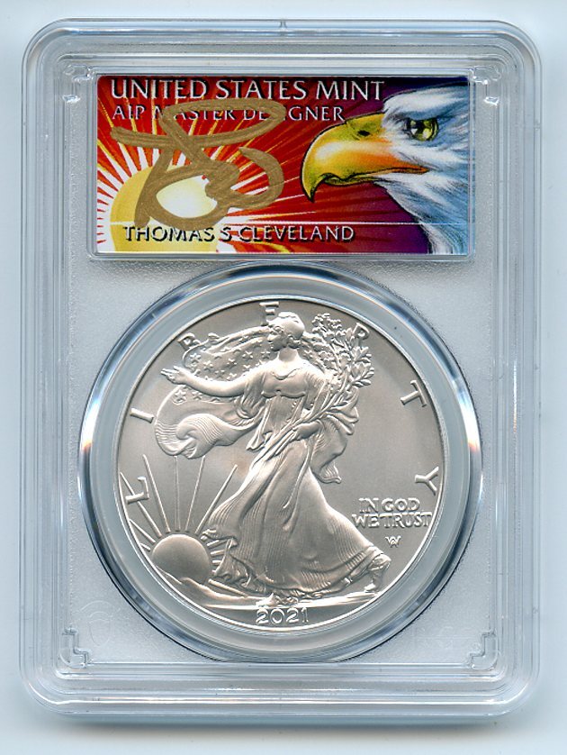 2021 $1 Silver Eagle T2 First Production PCGS MS70 Thomas Cleveland Eagle