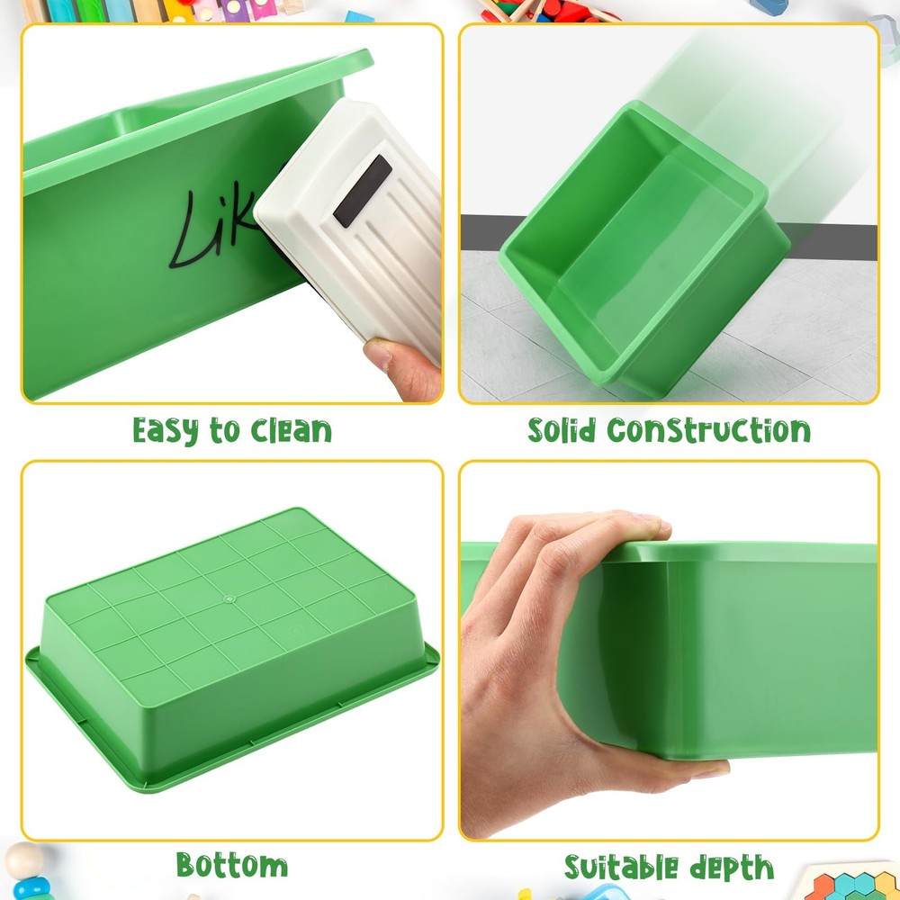 10 PCS Green Flat Storage Organizer Tray Bin Letter Size Paper Stackable