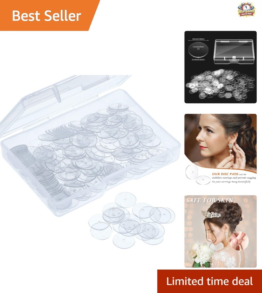 200 Pack Clear Discs for Earrings – Durable Earring Backs to Prevent Stretching