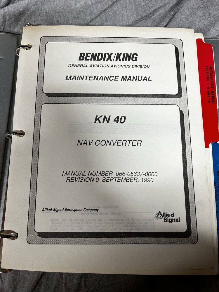 Bendix/king KN 40 Navigation Converter Instruction Manual 1990
